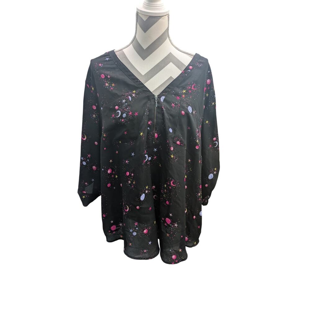 Torrid Harper Top Womens 3 Black Celestial flowy Whimsical